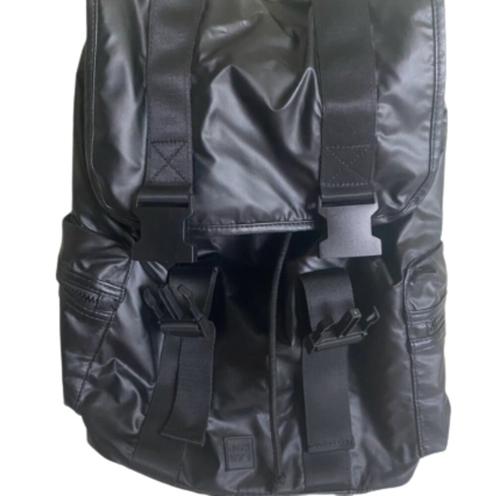 JoyLab Black Stylish Black Backpack with Buckle Straps